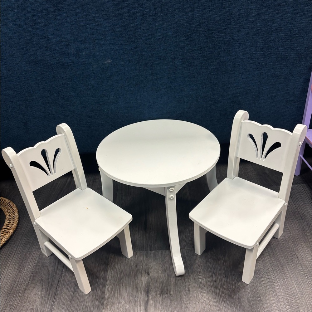 White Table and Chair Set for Dolls